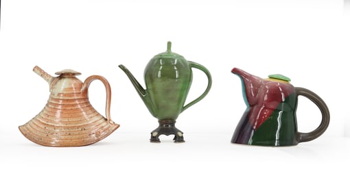 (3) Studio Pottery Teapots