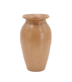 Signed and Dated Cherry Wood Turned Vase
