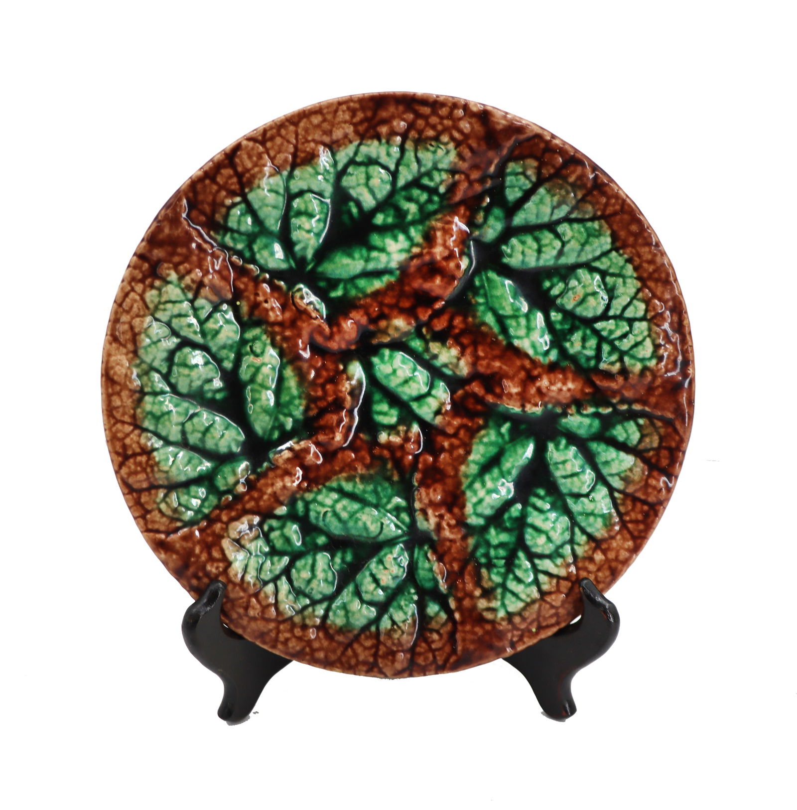Griffen Smith & Hill Etruscan Majolica Overlapping Leaves Plate (1 of 13)