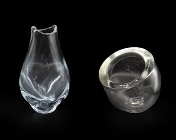 (2) Italian Oggetti Glass Modernist Vases