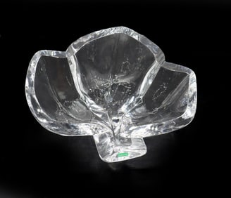 Swedish Orrefors Glass Leaf Bowl