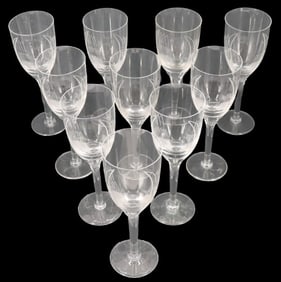 (10) French Lalique Cut Crystal Angel Champagne Glasses