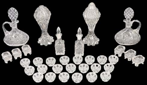 (33) Cut Crystal Serveware Pieces