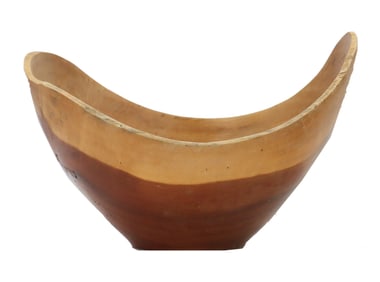 Signed Artisan Turned Wood Bowl with a Flaring Ovular Shape