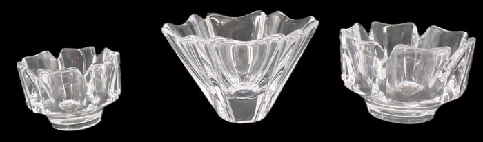 (3) Swedish Orrefors Crystal Orion Bowls