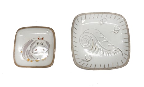 (2) Small Glidden Studio Pottery Hand-Painted Candy Dishes