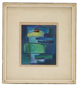 Julius F. Faysash (1904–1977) Hungarian/American, Watercolor on Paper Geometric Abstract "Aquarium