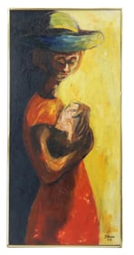 D'Acres (20th Century) Oil on Canvas Figural, Mother and Child