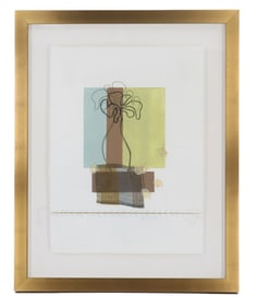 Gay Germain (Born 1943) American, Original Framed Abstract Collage on Parchment