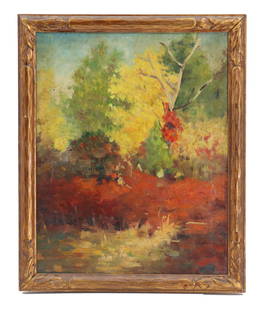 Oil on Canvas Abstract Impressionist Landscape: Oil on Canvas Abstract Impressionist Landscape. Colorful oil on canvas abstract impressionist vertical landscape painting. Unsigned. Framed. Abstract Impressionism is a mid-20th-century art movement t