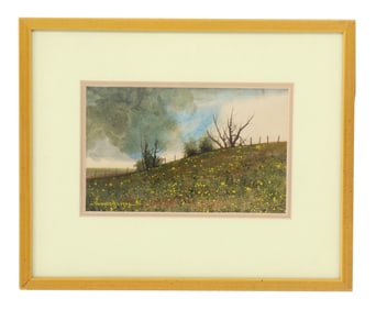 Wayne Cooper (Born 1942) Native American, Landscape Mixed Media on Paper