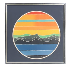 Arthur Secunda (1927-2022) American, Abstract Rainbow Landscape Lithograph
