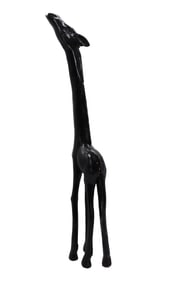 Contemporary Tanzanian Tall Carved Dark Wood Giraffe