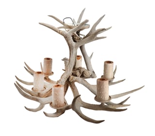 Vintage 20th Century Original Deer Antler Chandelier