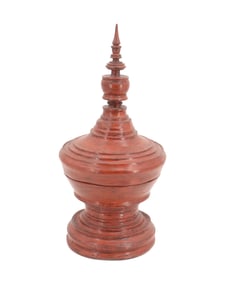 Vintage Burmese Red Lacquered Wood Hsun Ok Offering Vessel
