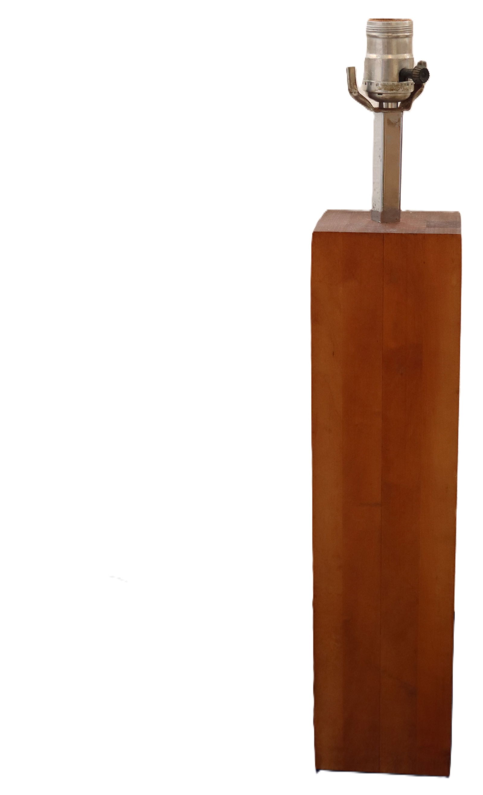 George Kovacs (1926-2007) Austrian/American, Mid Century Modern Wood Column Table Lamp: George Kovacs (1926-2007) Austrian/American, Mid Century Modern Wood Column Table Lamp. A sturdy rectangle of polished wood forms the body of the lamp, with a metal socket on top and the original cord