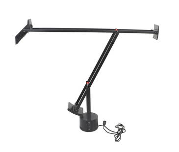 Tizio Style Table Lamp: Not marked on the bottom. Two of the chrome supports that connect the rods have damage.&nbsp; The Tizio lamp is a hallmark of modern, minimalist design, renowned for its sleek, balanced form and innov