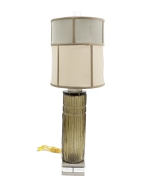 John Richard Smoky Glass and Lucite Lamp with Shade