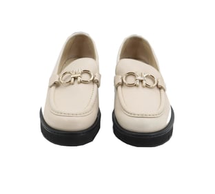 Salvatore Ferragamo Bone Leather Rolo Lug Loafers