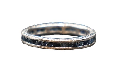 Marked 585 (14k) Gold And Sapphire Band - Gross 2.2 g.