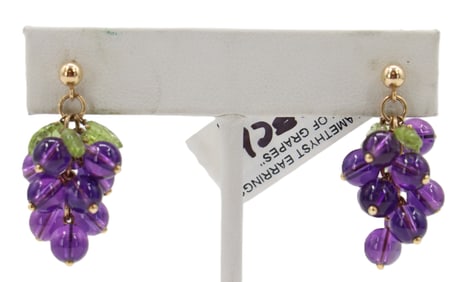 Pair of 14k Gold and Amethyst Earrings