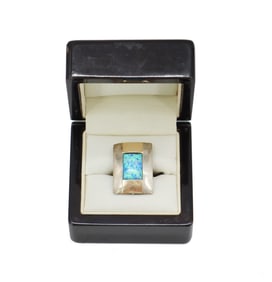 14K and Sterling Silver Opal Ring in Box