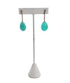 Pair of 14k White Gold, Diamond, And Turquoise Earrings