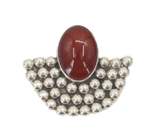 Mexican Silver and Tourmaline Brooch