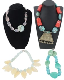 (4) Hardstone Necklaces