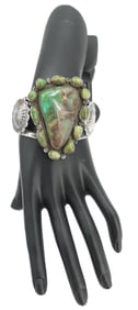 Native American Sterling Silver & Green Turquoise Cuff - Gross 2.465 ozt.