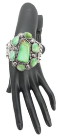 Native American Sterling Silver & Green Turquoise Cuff - Gross 2.635 ozt.