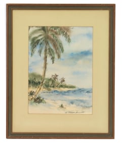 Mable Mason Bennett (1913-2007) American, Watercolor Beach Landscape