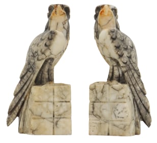 (2) Peregrine Falcon Marble Bookends