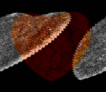 Heart-Shaped Quartz Geode: Citrine Geode or Cluster that has been cut and polished into a heart shape.&nbsp;The deep, warm, brownish-orange to reddish-brown color is highly characteristic of heat-treated amethyst or smoky quart
