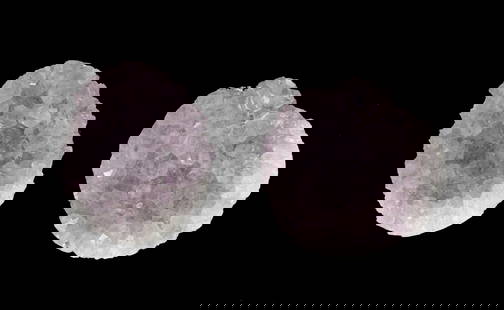 Group of (2) Amethyst Geode Slices / Clusters: Group of (2) Amethyst Geode Slices / Clusters. Amethyst typically forms in geodes, which are hollow rocks lined with crystals. When a geode is cut in half, you see the crystalline interior. These appe