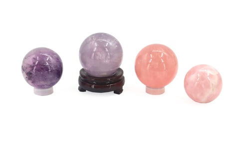 Group of 4 Polished Stone Spheres