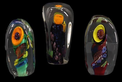 Peggy Henry/Mike Carney (20th Century) American, (3) Vitra Studio Art Glass Pieces