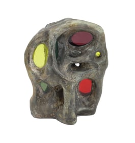 Mid Century Plaster with Stained Glass Windows Abstract Sculptural Decoration