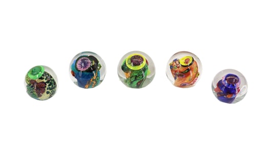 (5) Oregon Vitra Glass Studio Reef Pattern Paperweights