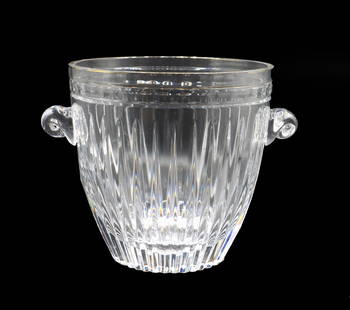 Marquis by Waterford Cut Crystal Ice Bucket: Marquis by Waterford Cut Crystal Ice Bucket. Waterford Crystal ice bucket in Marquis pattern, with radiant base and ribbed body. Size: 9 x 7 x 7 in. Waterford crystal, renowned for its dazzling clarit