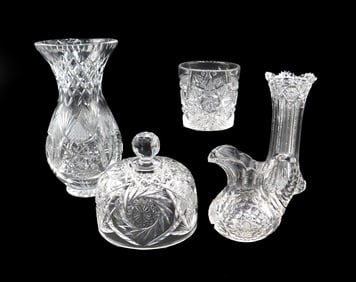 (5) Crystal and Cut Glass Items of Varying Size and Shape