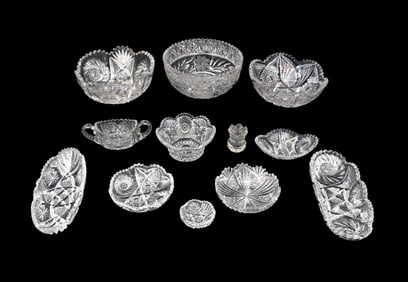 (12) Crystal and Cut Glass Vessels of Varying Size and Shape