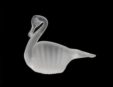 Lalique Style Frosted Glass Ibis Dish Sculpture