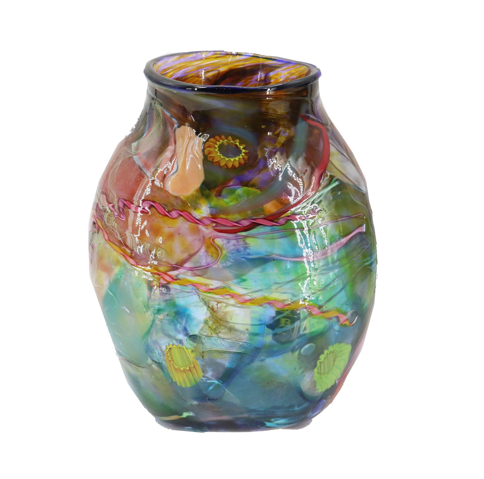 Abstract Art Glass Vase Signed M Stone (1 of 19)