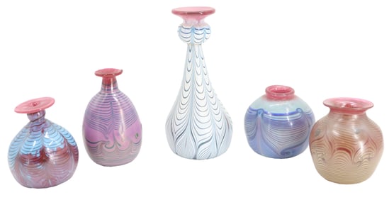 (5) Various Art Glass Flared Rim Vases