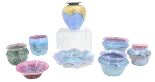(8) Various Art Glass Vessels