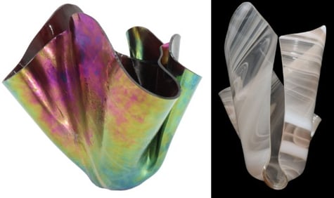 (2) Art Glass Handkerchief Vases