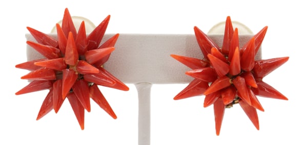 Pair of Coral Clip-On Earrings