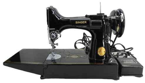 Vintage Receptacle Singer 221 3-Pin Sewing Machine