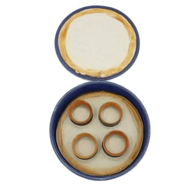 (4) Scottish Tartanware Pattern Napkin Rings in Versace Box